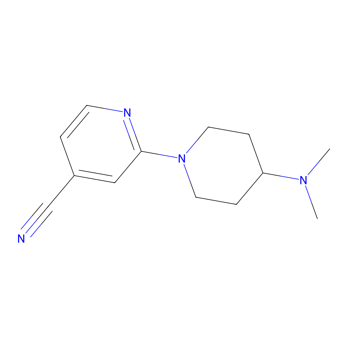 2-(4-(Dimethylamino)piperidin-1-yl)isonicotinonitrile molecular structure, CAS 1154939-39-5