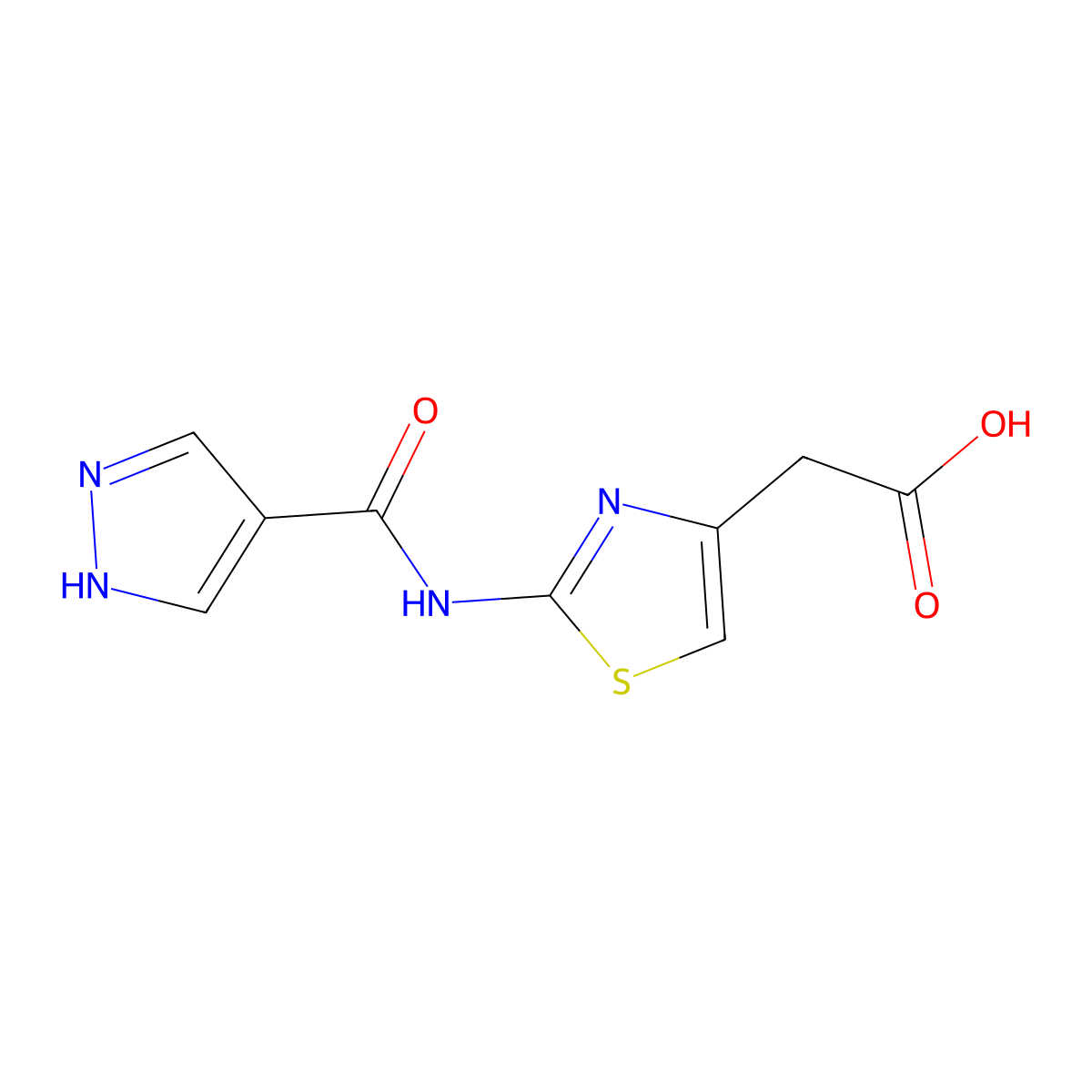 2-[2-(1H-pyrazole-4-amido)-1,3-thiazol-4-yl]acetic acid molecular structure, CAS 1154939-61-3