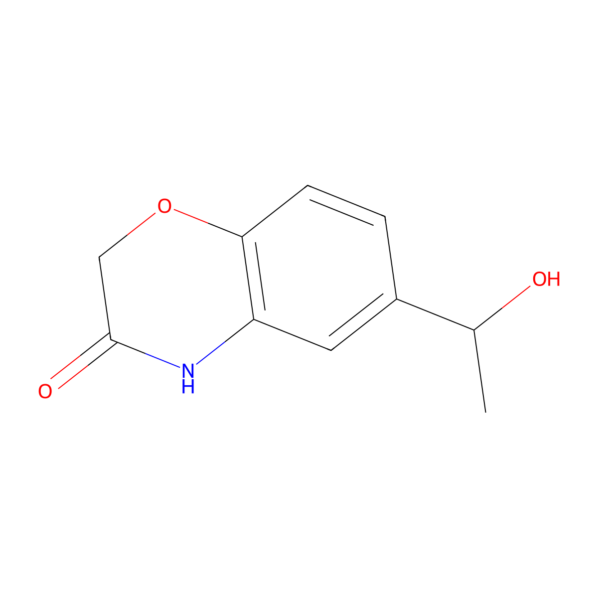 6-(1-hydroxyethyl)-3,4-dihydro-2H-1,4-benzoxazin-3-one molecular structure, CAS 1154942-47-8