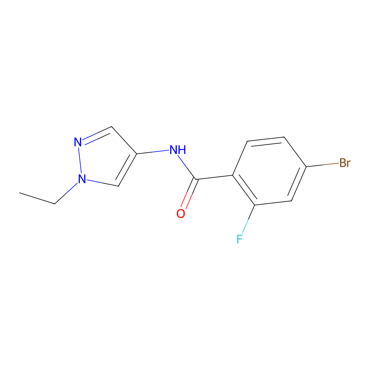 4-bromo-N-(1-ethyl-1H-pyrazol-4-yl)-2-fluorobenzamide molecular structure, CAS 1154950-11-4