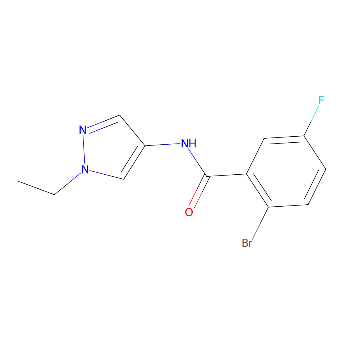 2-bromo-N-(1-ethyl-1H-pyrazol-4-yl)-5-fluorobenzamide molecular structure, CAS 1154950-19-2