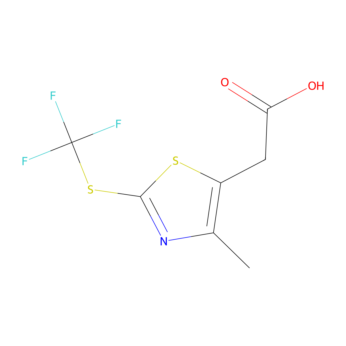 2-{4-Methyl-2-[(trifluoromethyl)sulfanyl]-1,3-thiazol-5-yl}acetic acid molecular structure, CAS 1154962-41-0