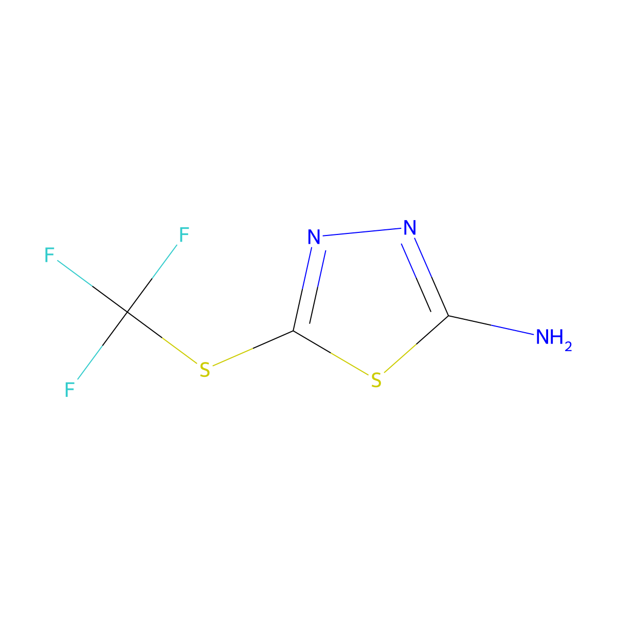 5-[(Trifluoromethyl)sulfanyl]-1,3,4-thiadiazol-2-amine molecular structure, CAS 1154962-96-5