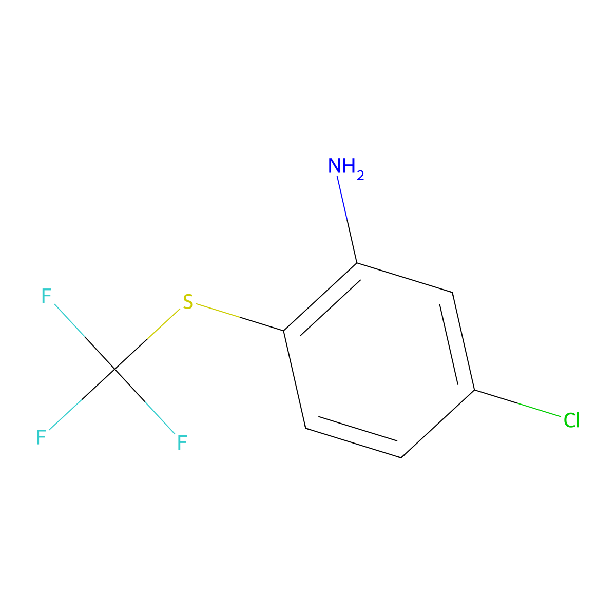 5-Chloro-2-((trifluoromethyl)sulfanyl)aniline molecular structure, CAS 1154963-13-9