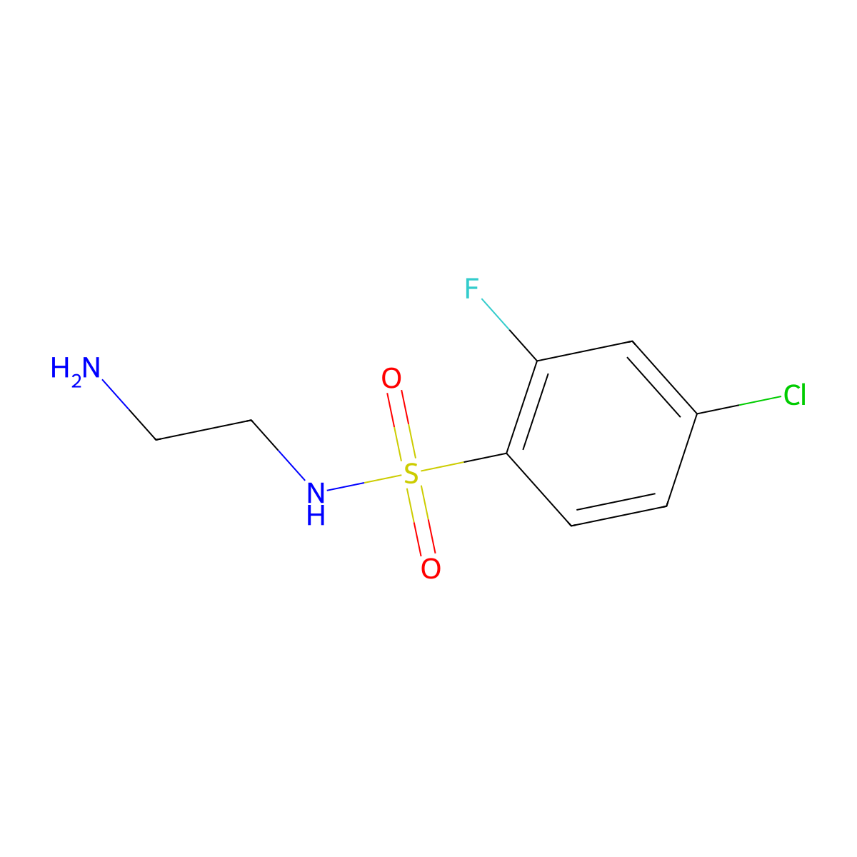 N-(2-Aminoethyl)-4-chloro-2-fluorobenzene-1-sulfonamide molecular structure, CAS 1154968-23-6