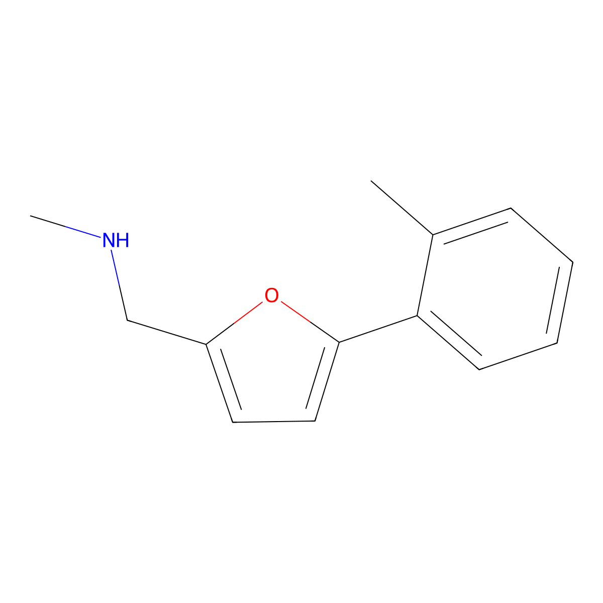 N-Methyl-1-(5-(o-tolyl)furan-2-yl)methanamine molecular structure, CAS 1154969-34-2