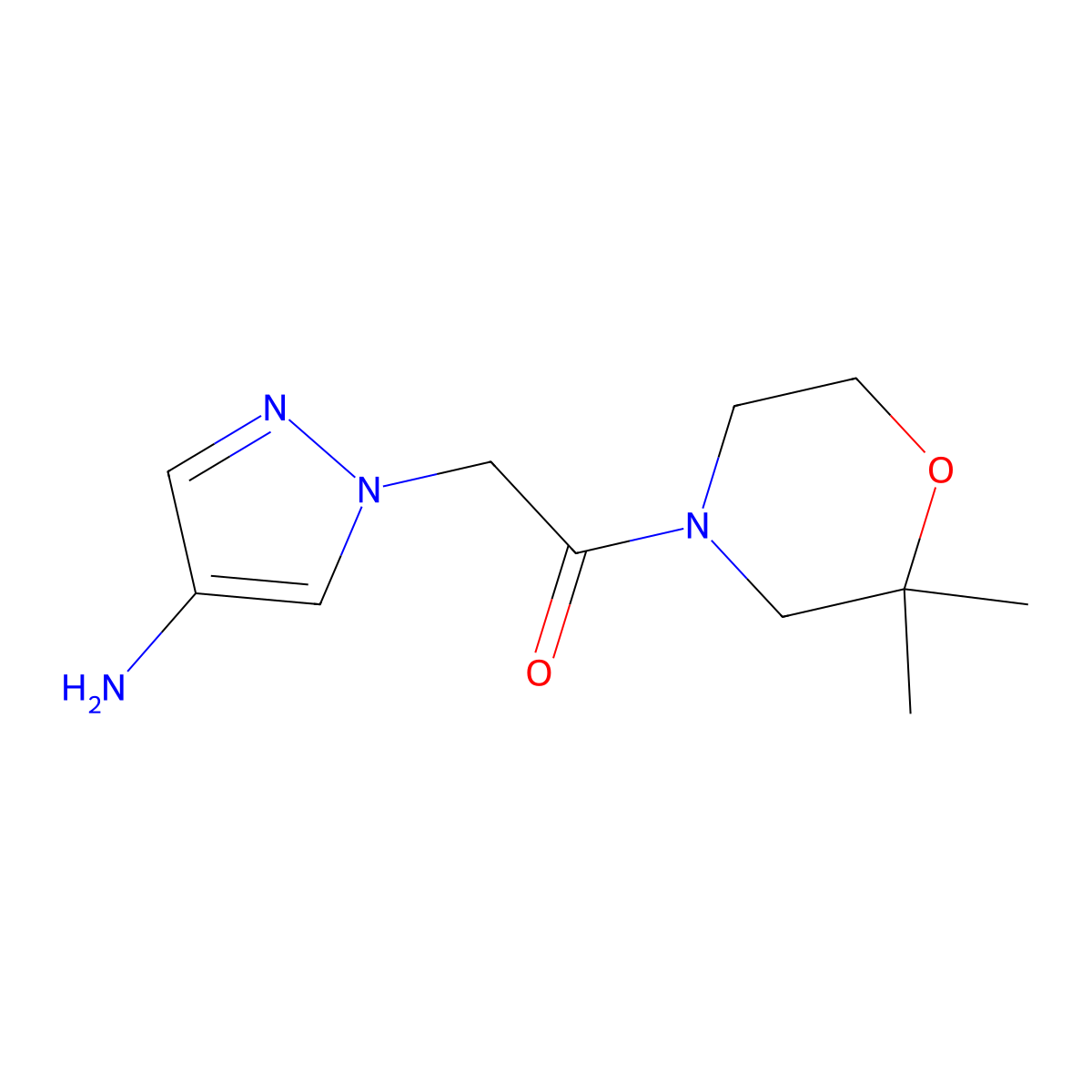 2-(4-amino-1H-pyrazol-1-yl)-1-(2,2-dimethylmorpholin-4-yl)ethan-1-one molecular structure, CAS 1154969-57-9