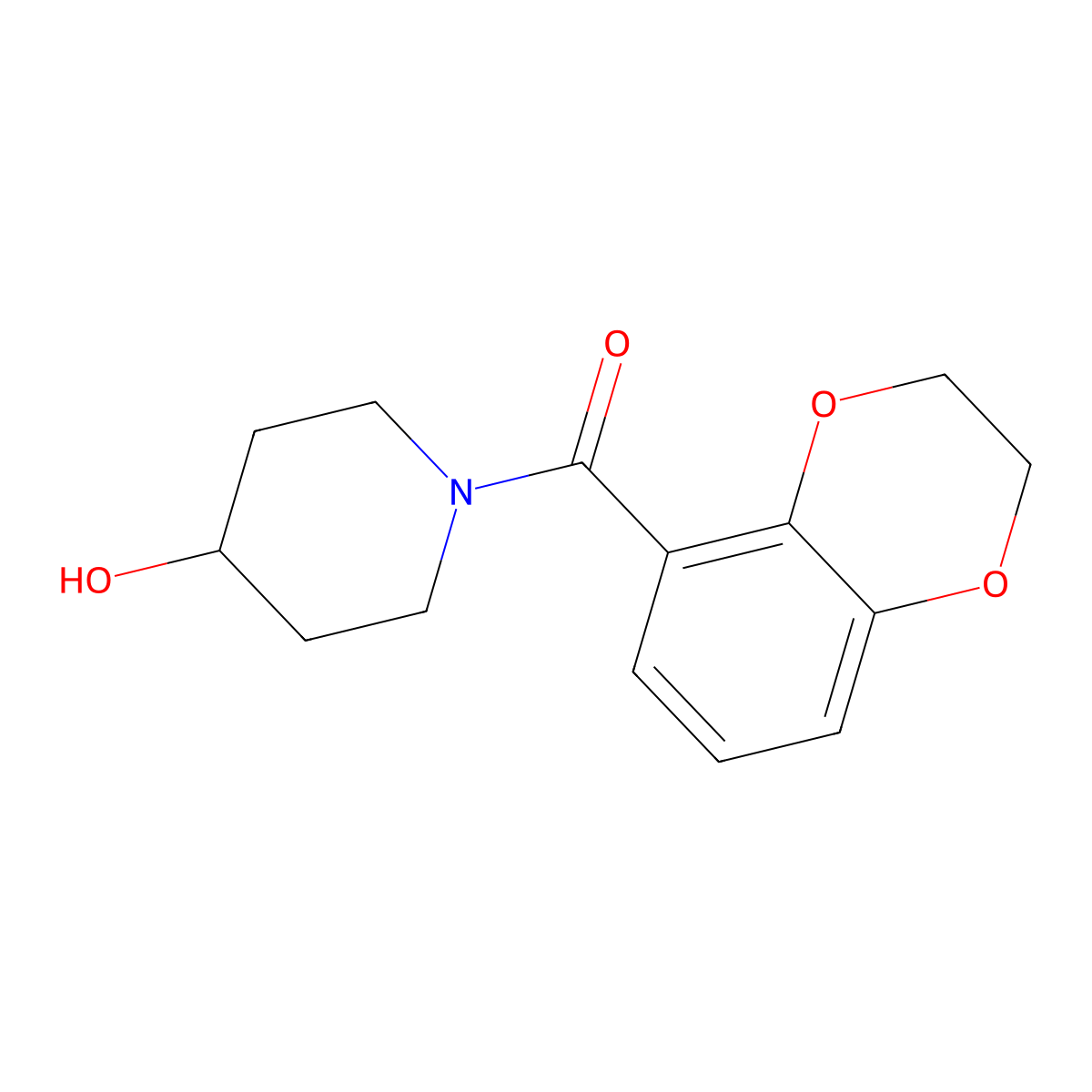(2,3-Dihydrobenzo[b][1,4]dioxin-5-yl)(4-hydroxypiperidin-1-yl)methanone molecular structure, CAS 1154969-99-9