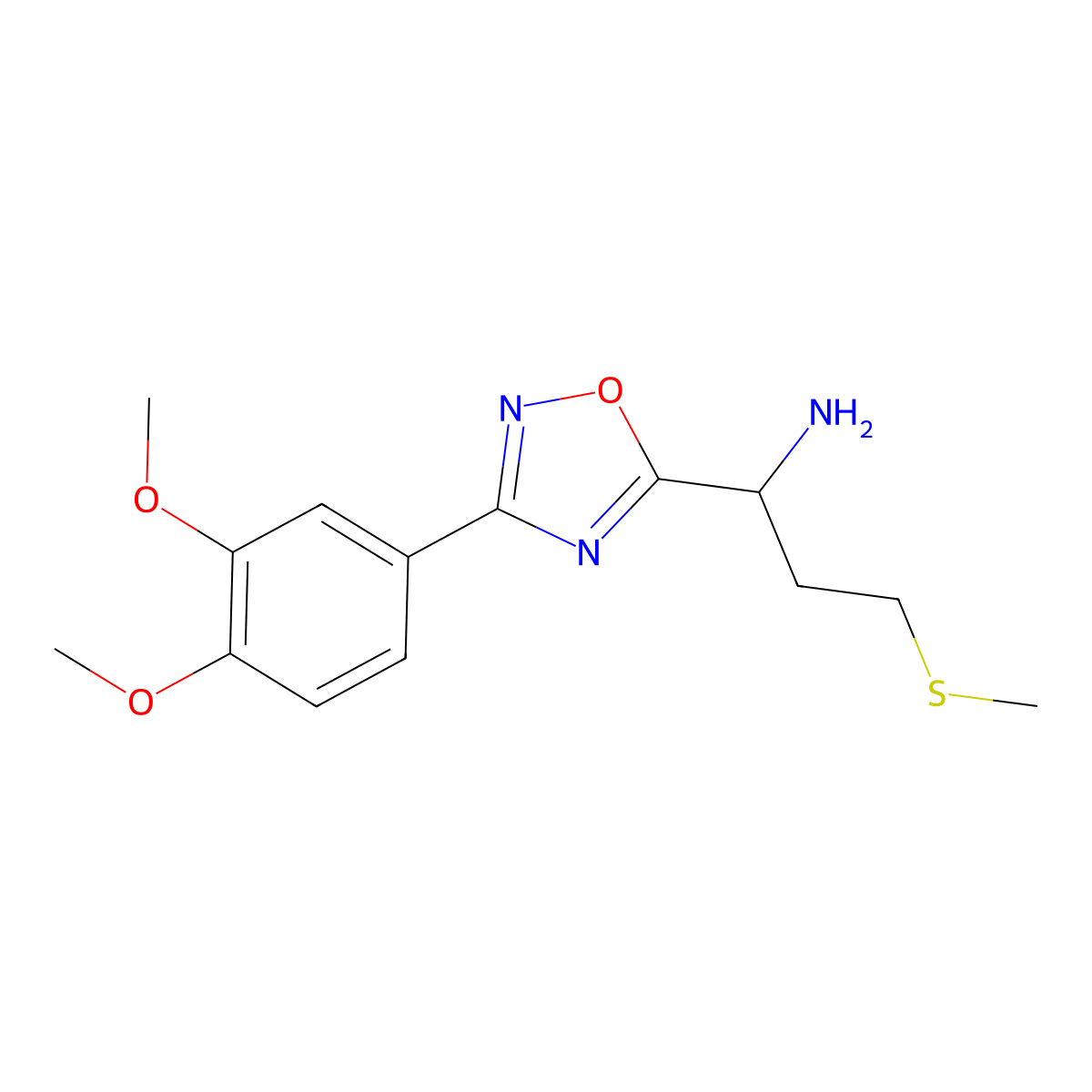 1-[3-(3,4-Dimethoxyphenyl)-1,2,4-oxadiazol-5-yl]-3-(methylsulfanyl)propan-1-amine molecular structure, CAS 1154971-87-5