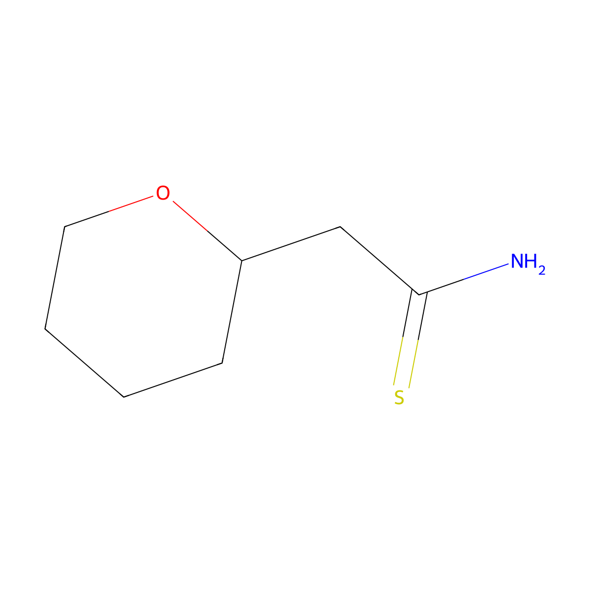 2-(Tetrahydro-2h-pyran-2-yl)ethanethioamide molecular structure, CAS 1154976-90-5