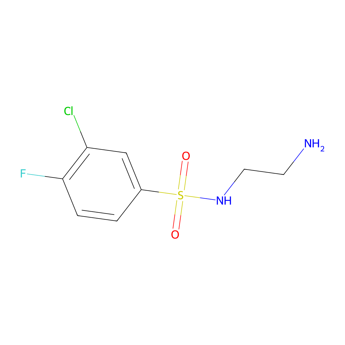 N-(2-Aminoethyl)-3-chloro-4-fluorobenzene-1-sulfonamide molecular structure, CAS 1154978-97-8