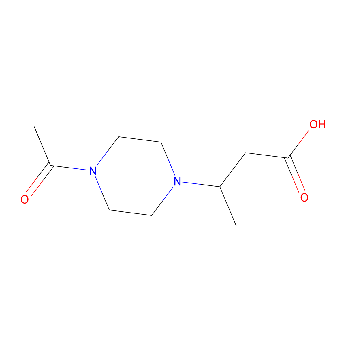 3-(4-Acetylpiperazin-1-yl)butanoic acid molecular structure, CAS 1154980-60-5