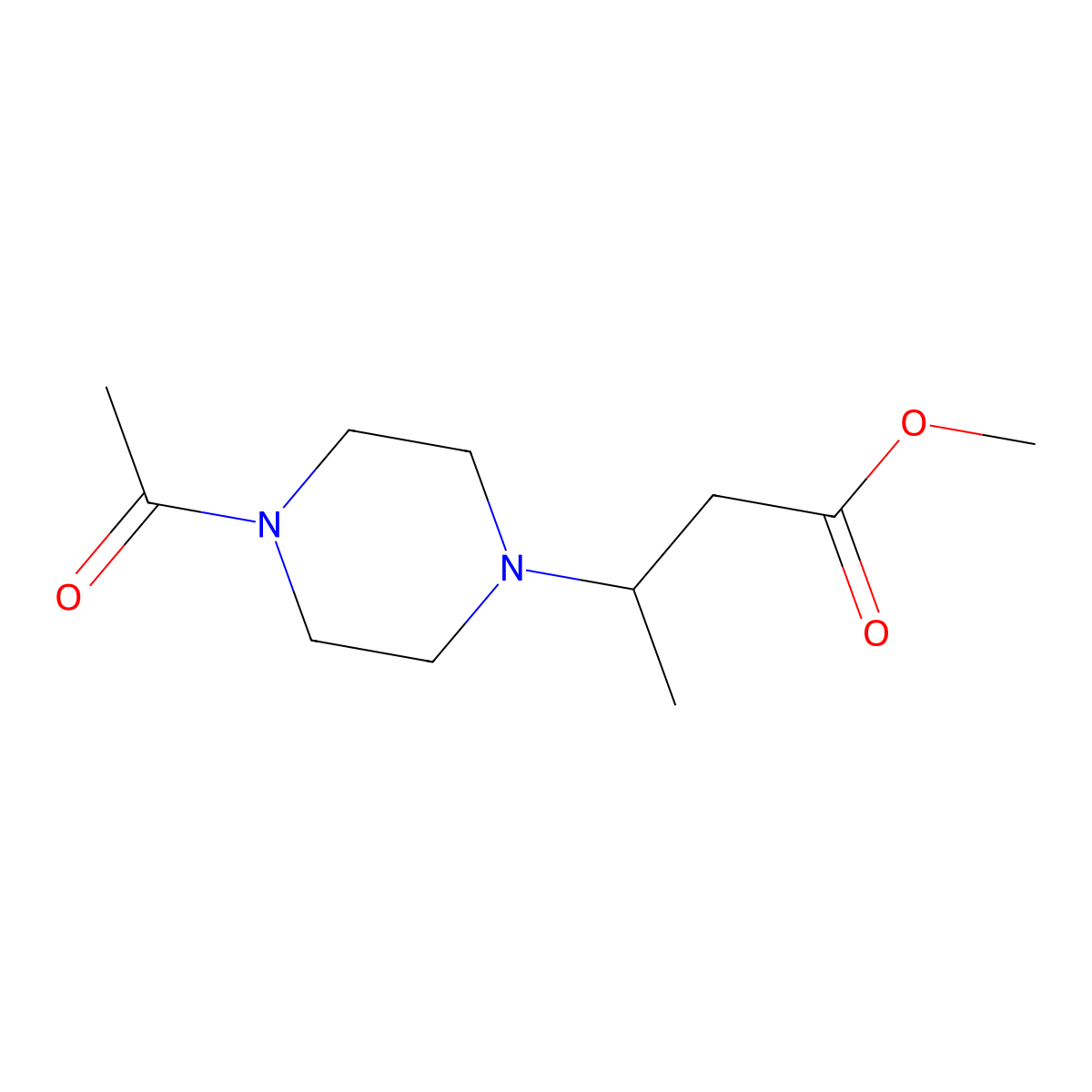 Methyl 3-(4-Acetylpiperazin-1-yl)butanoate molecular structure, CAS 1154981-48-2