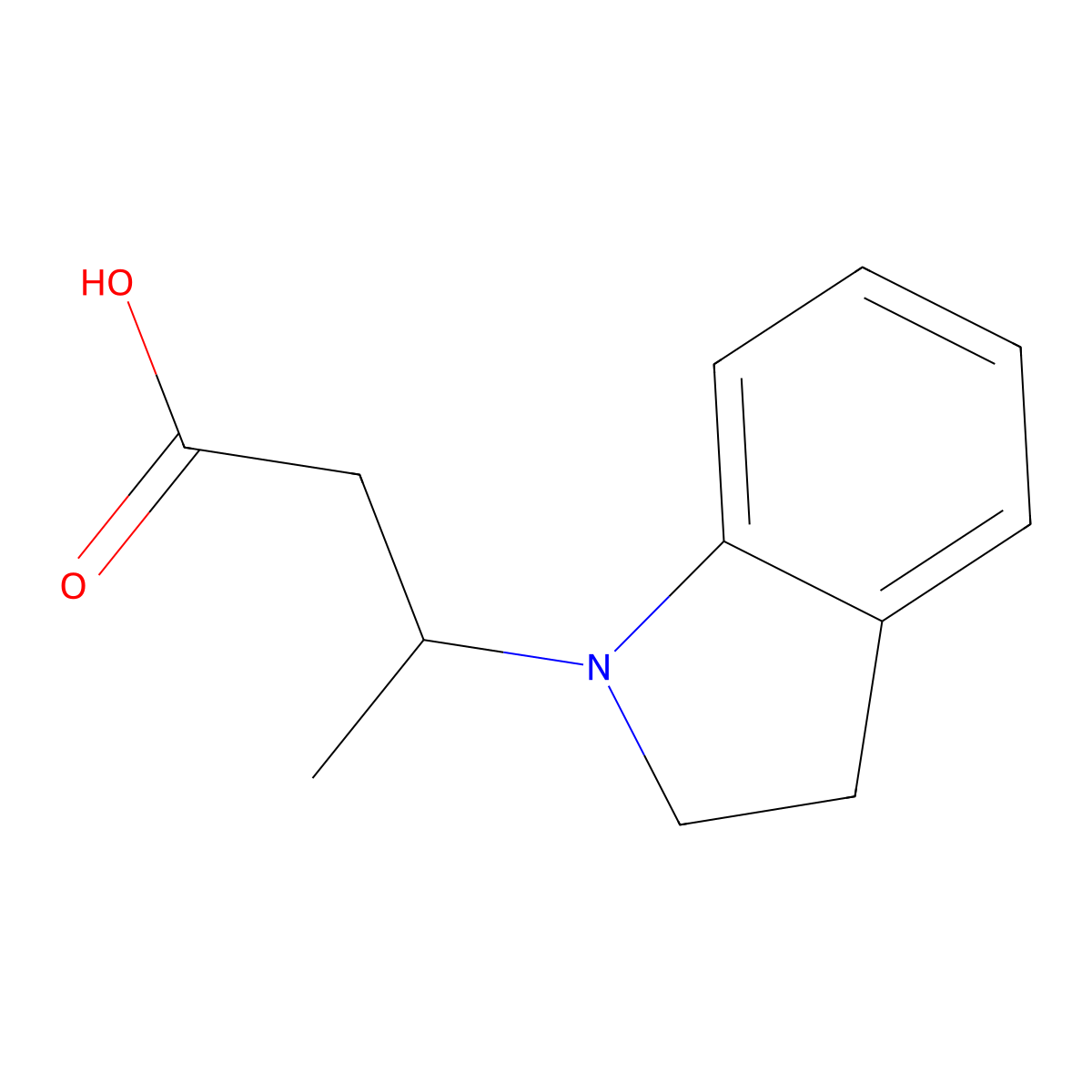 3-(2,3-dihydro-1H-indol-1-yl)butanoic acid molecular structure, CAS 1154981-64-2