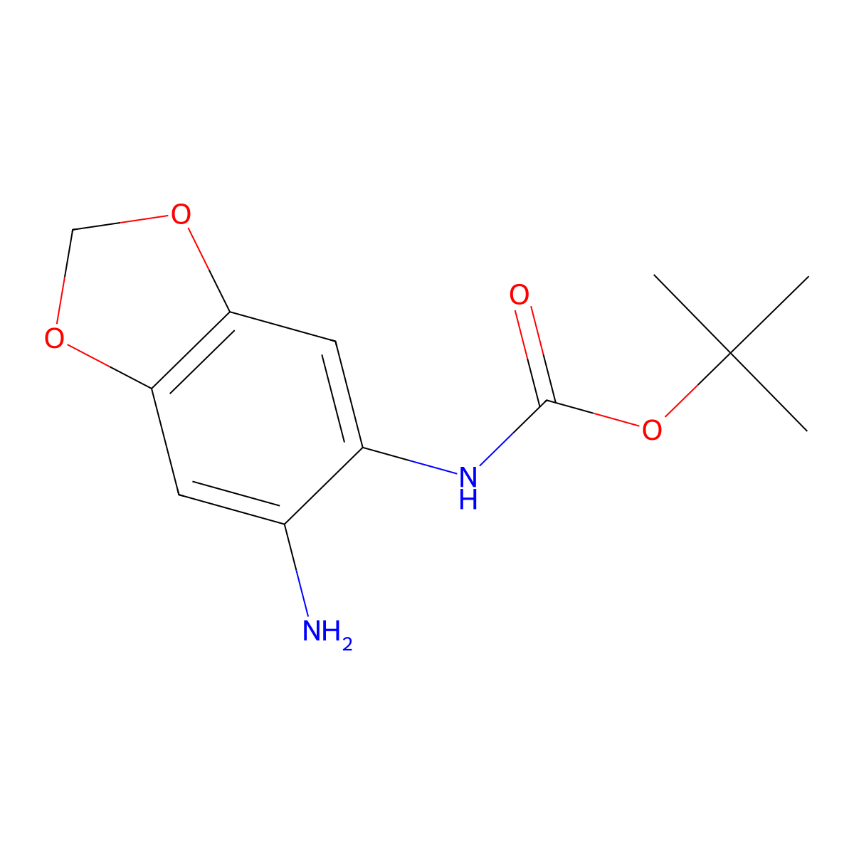 tert-butyl N-(6-amino-1,3-dioxaindan-5-yl)carbamate molecular structure, CAS 1154989-54-4