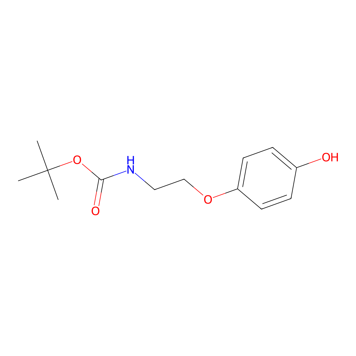 [2-(4-Hydroxy-phenoxy)-ethyl]-carbamic acid tert-butyl ester molecular structure, CAS 115499-45-1