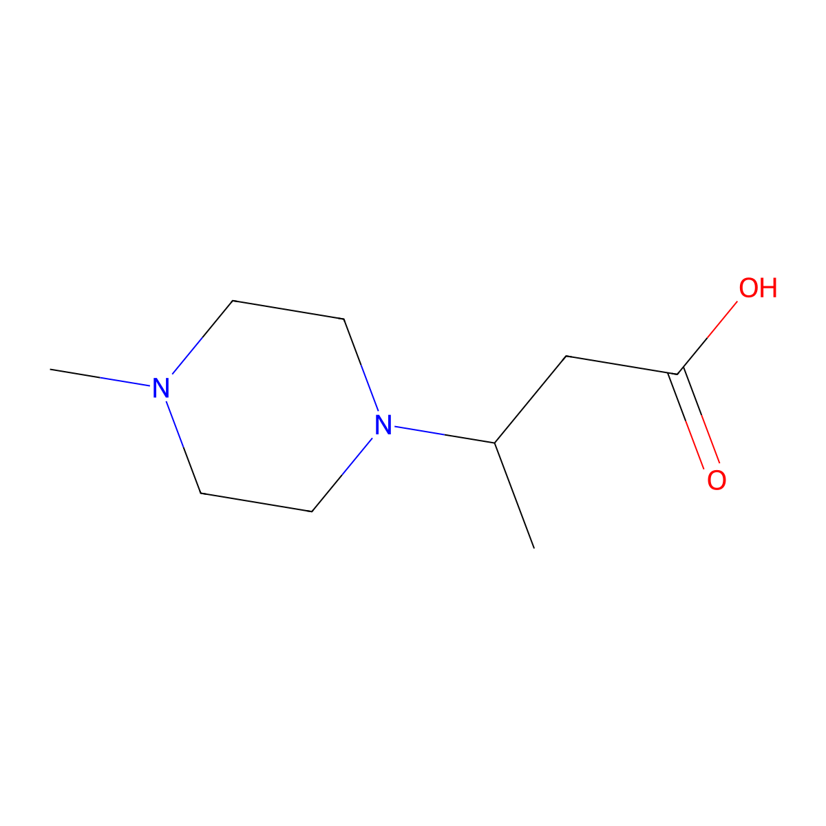 3-(4-Methylpiperazin-1-yl)butanoic acid molecular structure, CAS 1154994-31-6