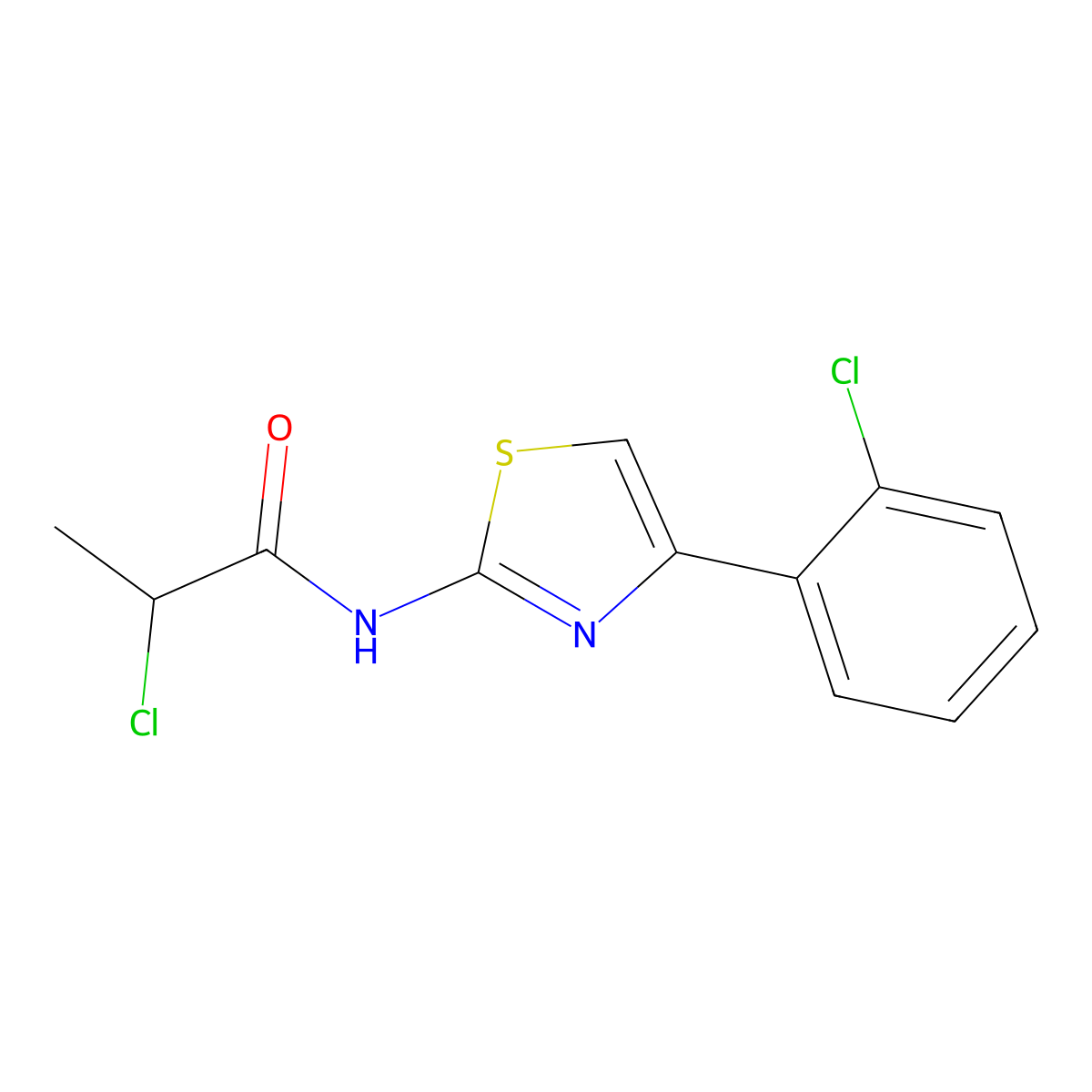 2-Chloro-N-[4-(2-chlorophenyl)-1,3-thiazol-2-yl]propanamide molecular structure, CAS 1154999-88-8