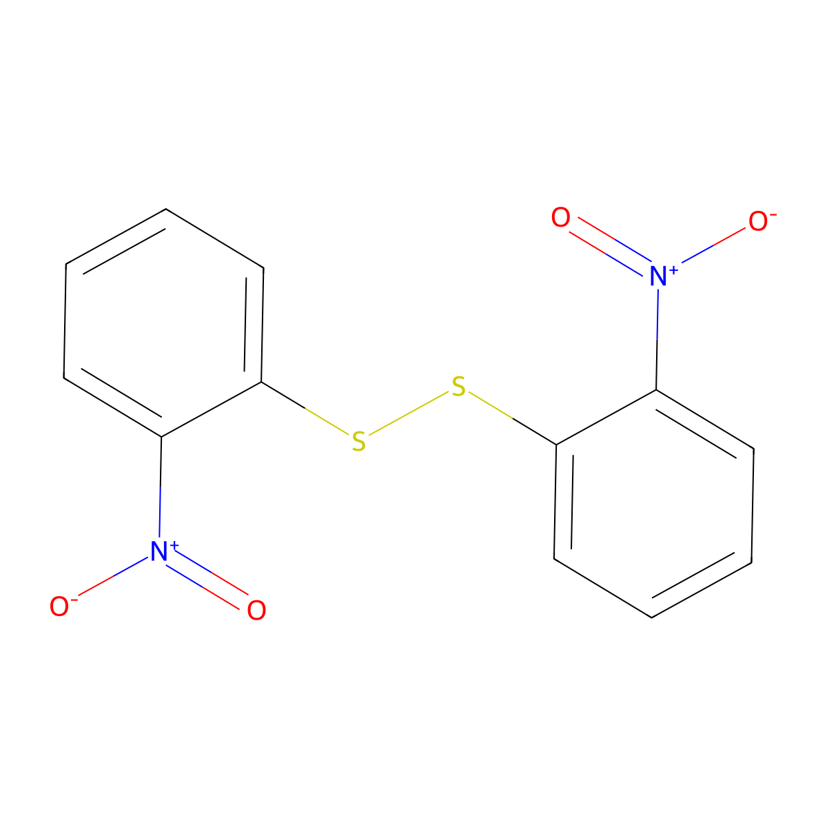 Disulfide, bis(2-nitrophenyl) molecular structure, CAS 1155-00-6