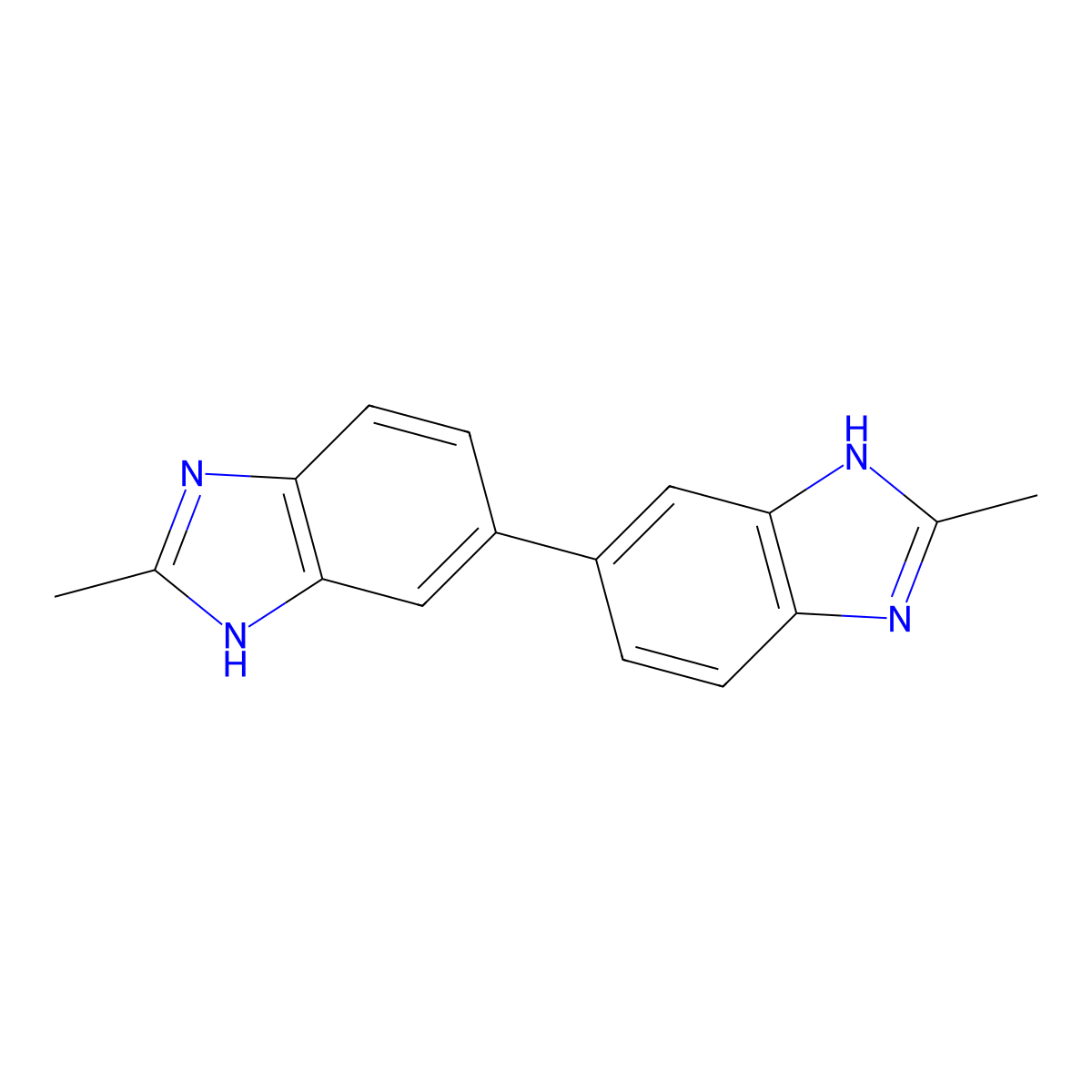 2-methyl-6-(2-methyl-3H-benzimidazol-5-yl)-1H-benzimidazole molecular structure, CAS 1155-27-7