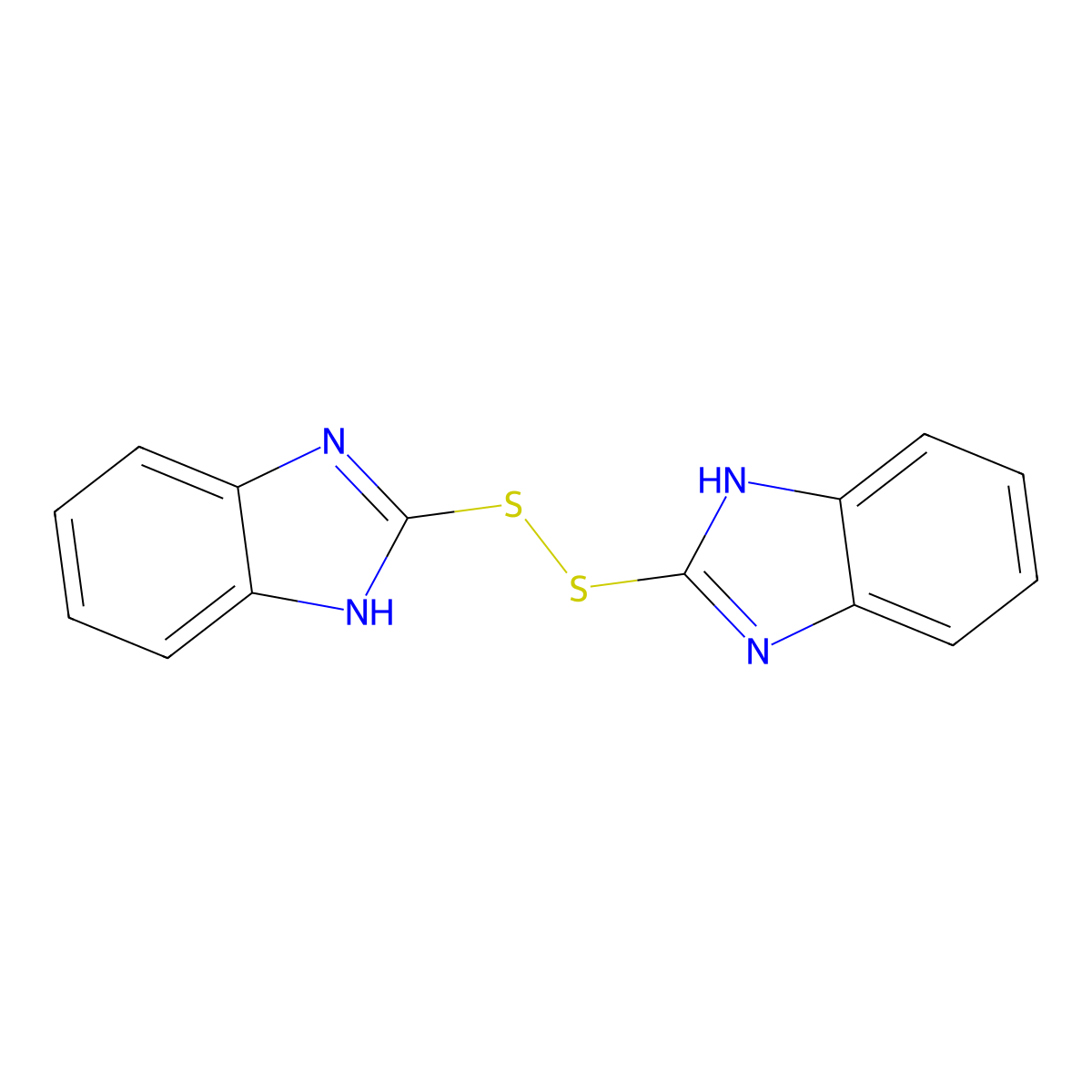 2,2'-Dithiobis-3a,7a-dihydro-1H-benzimidazole molecular structure, CAS 1155-37-9