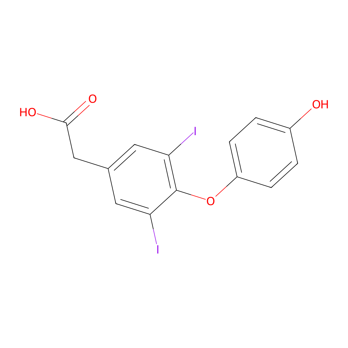 4-(4-Hydroxyphenoxy)-3,5-diiodophenylacetic acid molecular structure, CAS 1155-40-4