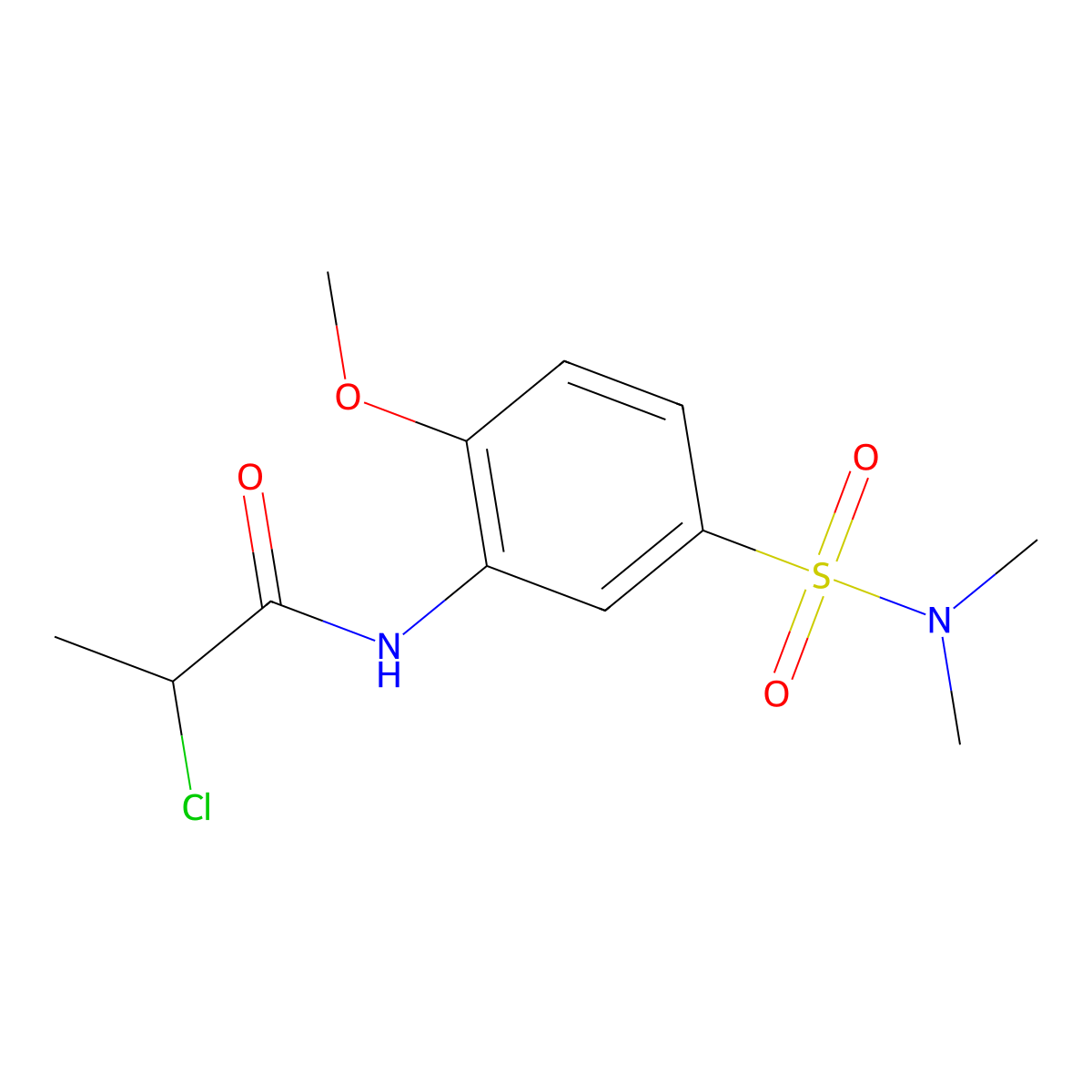 2-chloro-N-(5-(dimethylsulfamoyl)-2-methoxyphenyl)propanamide molecular structure, CAS 1155000-26-2