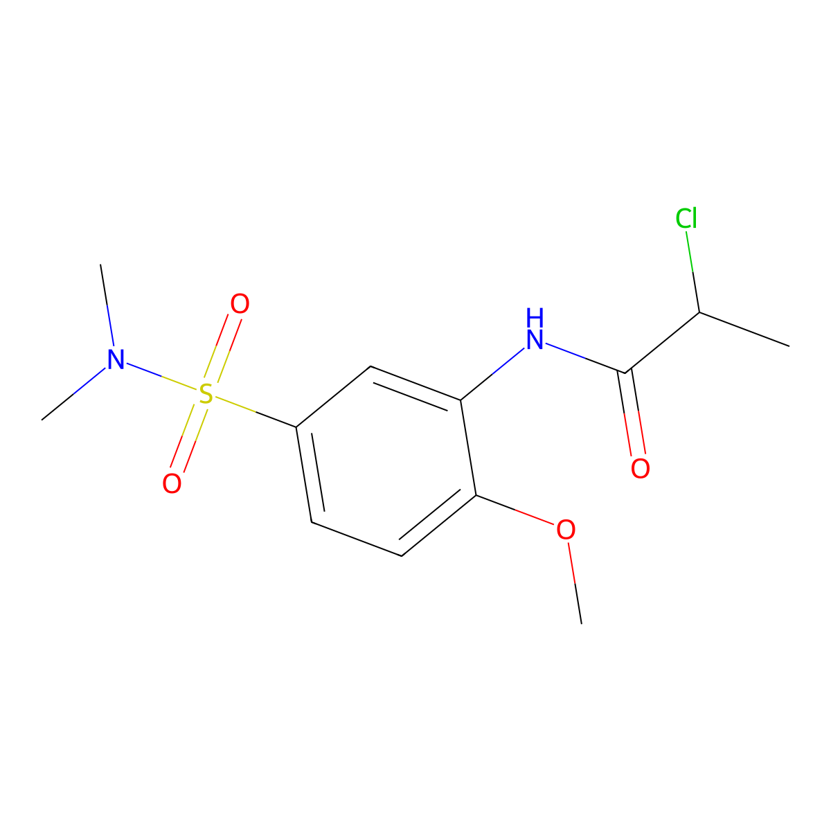2-chloro-N-(5-(dimethylsulfamoyl)-2-methoxyphenyl)propanamide molecular structure, CAS 1155000-26-2