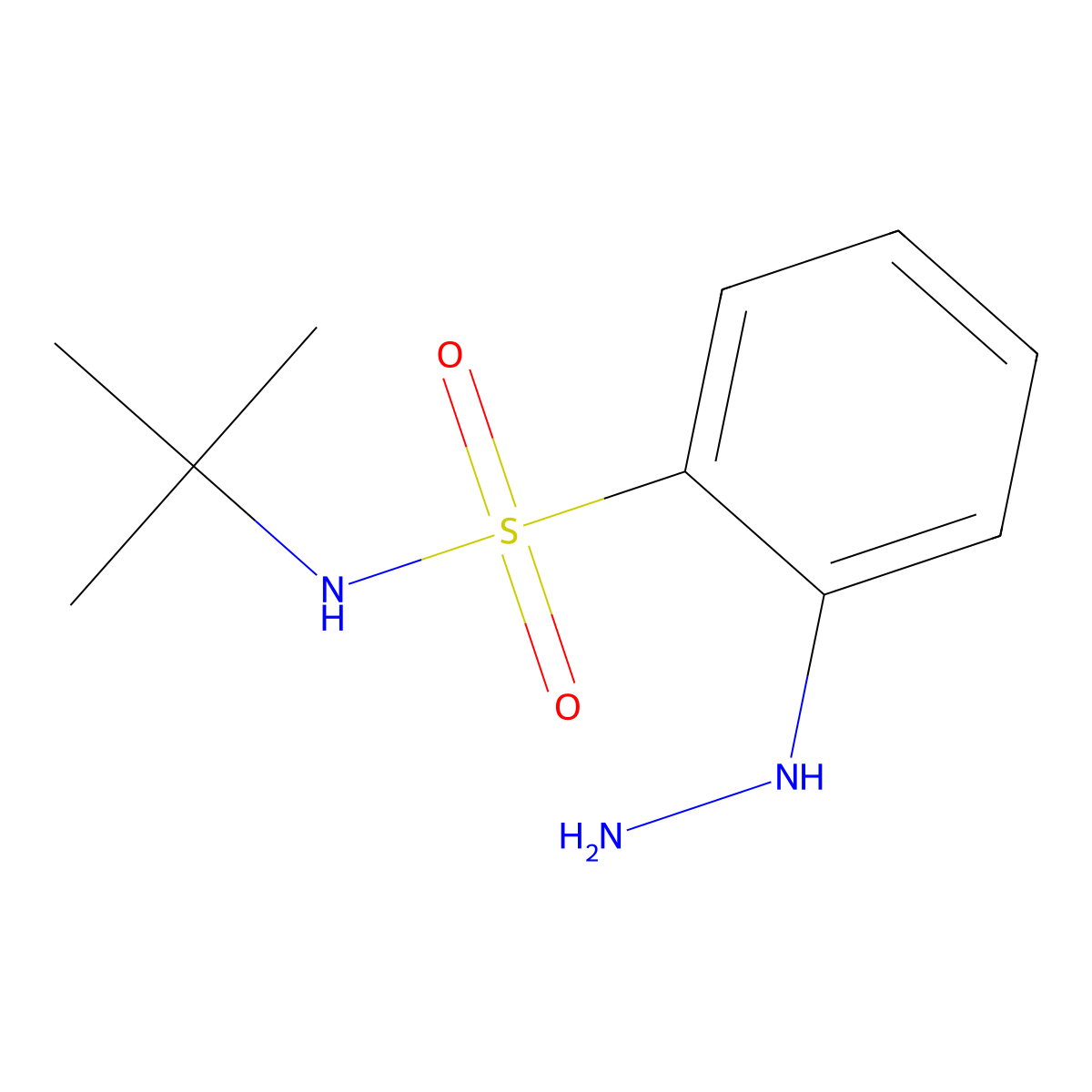 N-tert-butyl-2-hydrazinylbenzene-1-sulfonamide molecular structure, CAS 1155001-72-1