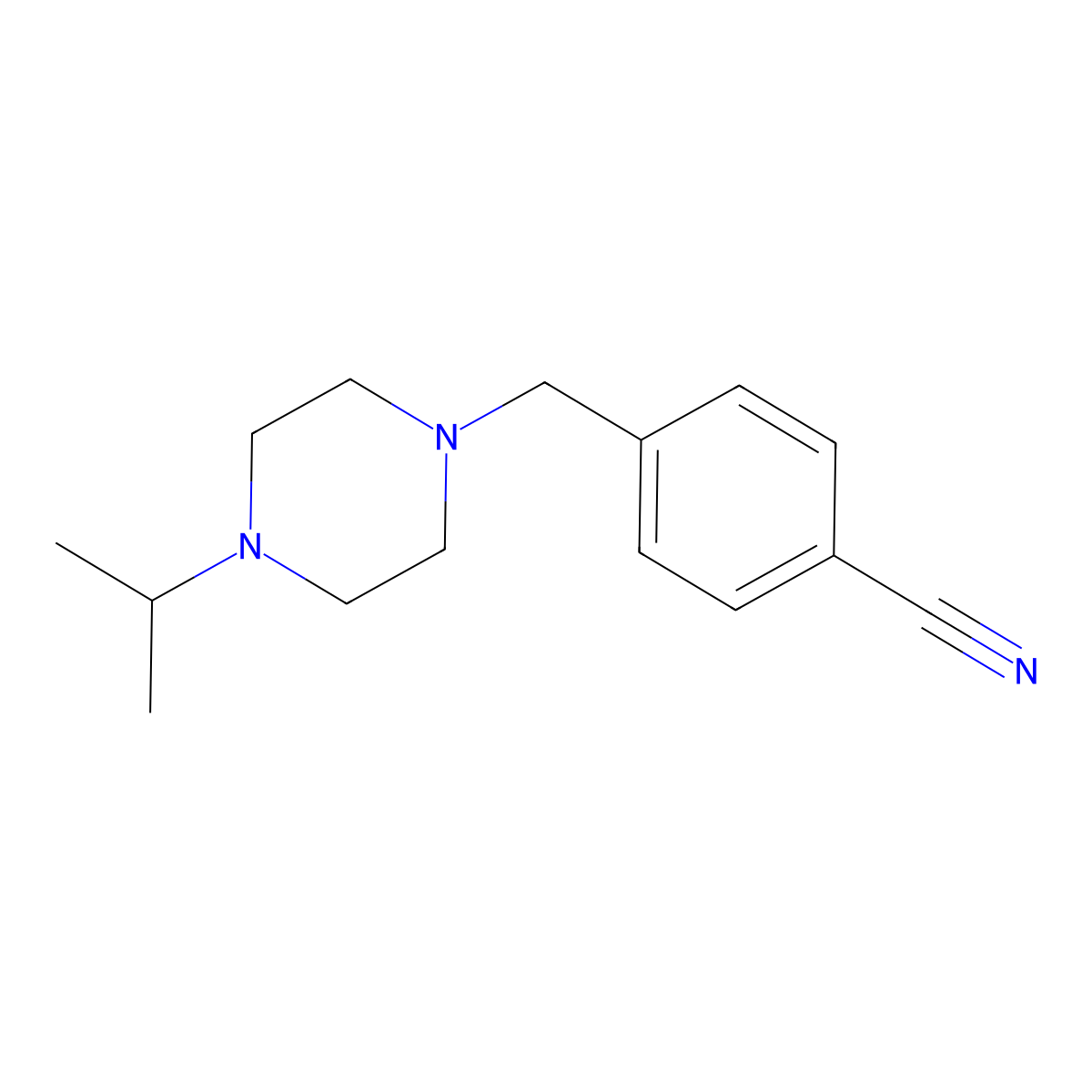 4-{[4-(Propan-2-yl)piperazin-1-yl]methyl}benzonitrile molecular structure, CAS 1155004-25-3