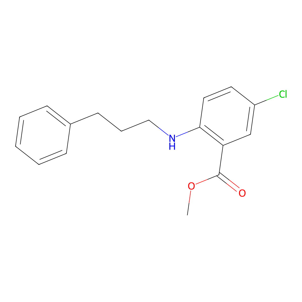 Methyl 5-chloro-2-[(3-phenylpropyl)amino]benzoate molecular structure, CAS 1155029-39-2