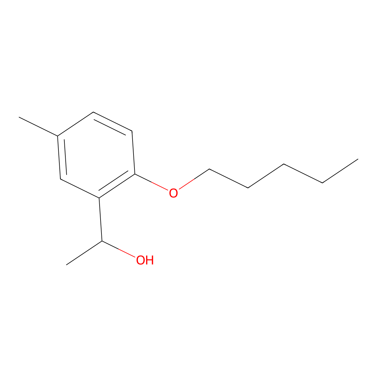 1-(5-Methyl-2-(pentyloxy)phenyl)ethanol molecular structure, CAS 1155038-82-6