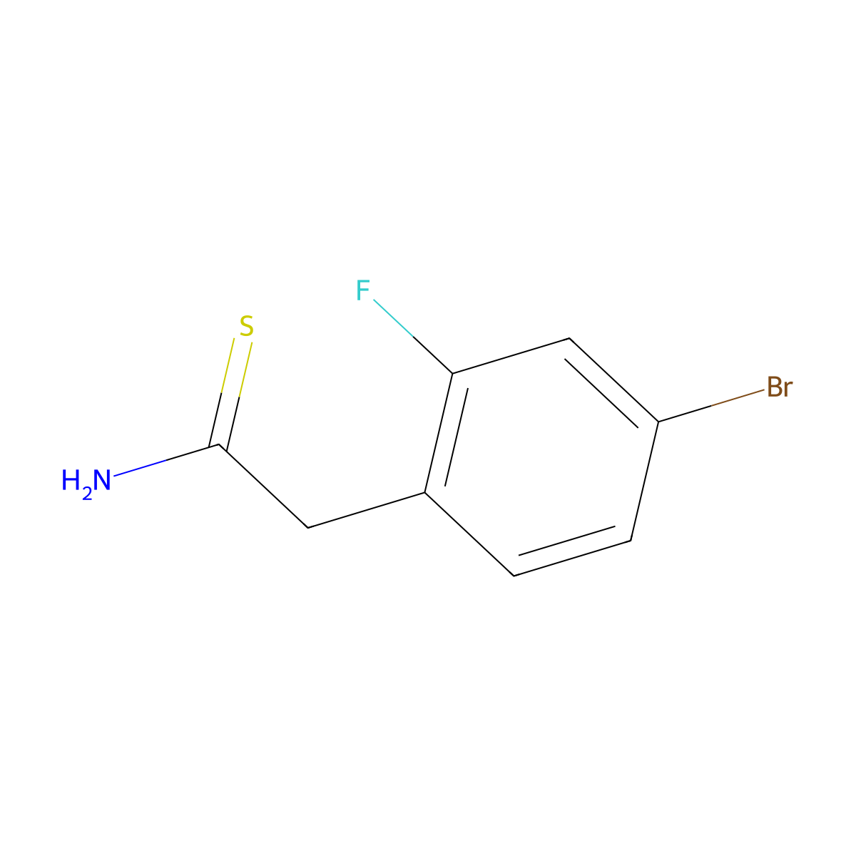 2-(4-Bromo-2-fluorophenyl)ethanethioamide molecular structure, CAS 1155047-72-5