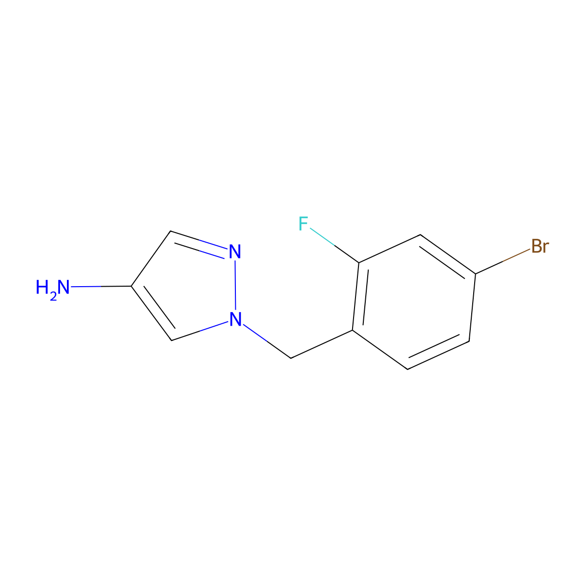 1-(4-Bromo-2-fluorobenzyl)-1h-pyrazol-4-amine molecular structure, CAS 1155047-77-0