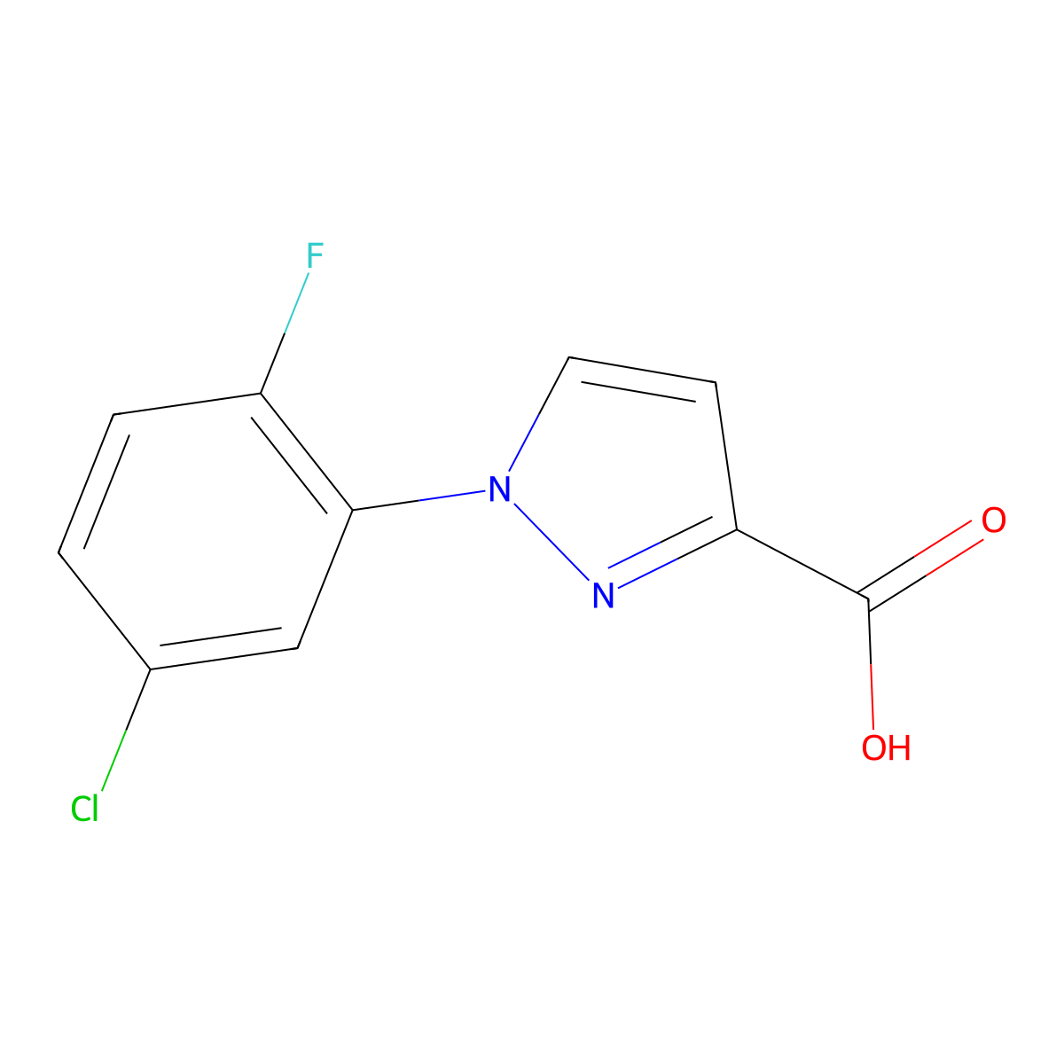 1-(5-Chloro-2-fluorophenyl)-1h-pyrazole-3-carboxylic acid molecular structure, CAS 1155049-47-0