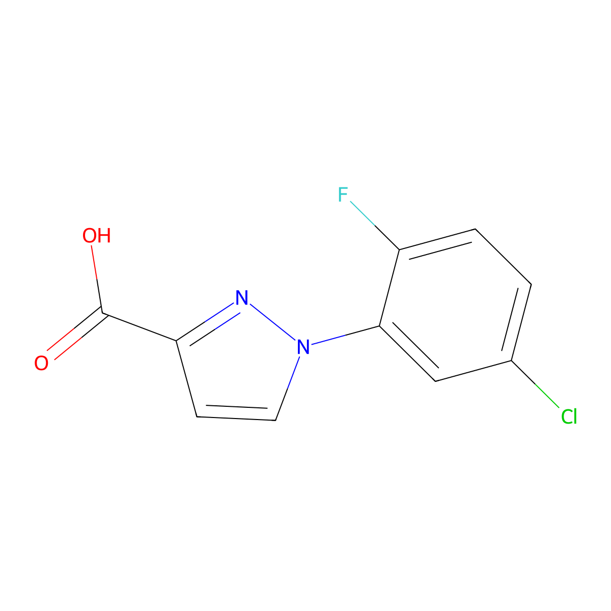 1-(5-Chloro-2-fluorophenyl)-1h-pyrazole-3-carboxylic acid molecular structure, CAS 1155049-47-0
