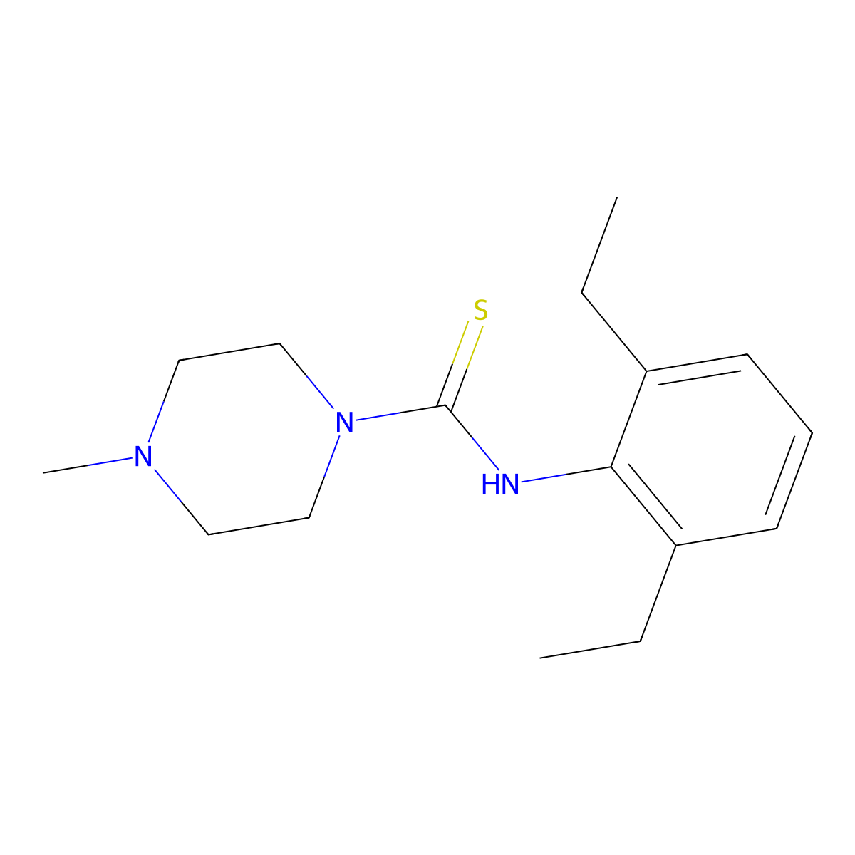 N-(2,6-diethylphenyl)-4-methylpiperazine-1-carbothioamide molecular structure, CAS 1155052-24-6