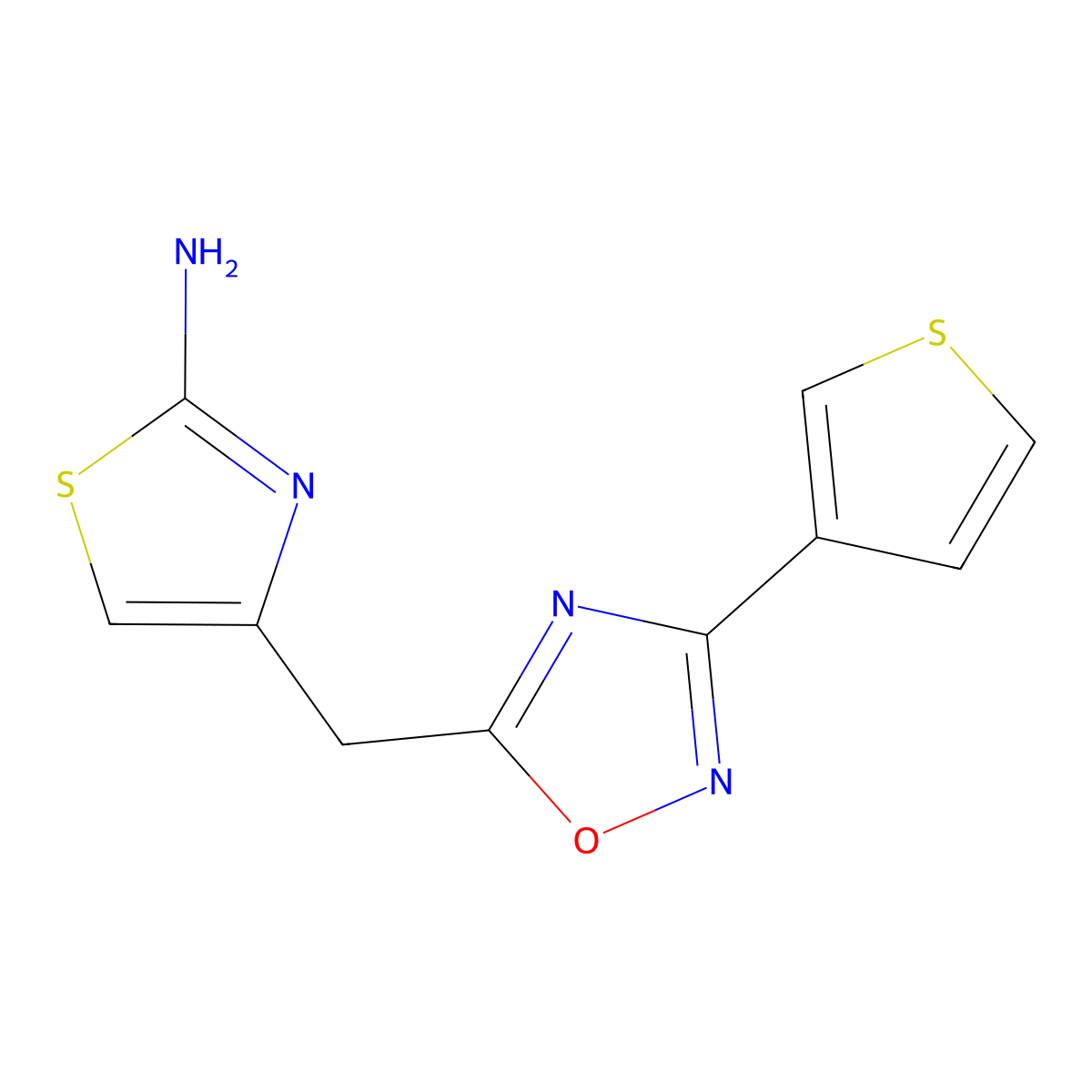 4-{[3-(Thiophen-3-yl)-1,2,4-oxadiazol-5-yl]methyl}-1,3-thiazol-2-amine molecular structure, CAS 1155056-02-2