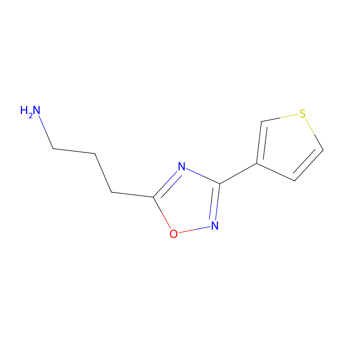 3-(3-(Thiophen-3-yl)-1,2,4-oxadiazol-5-yl)propan-1-amine molecular structure, CAS 1155056-61-3