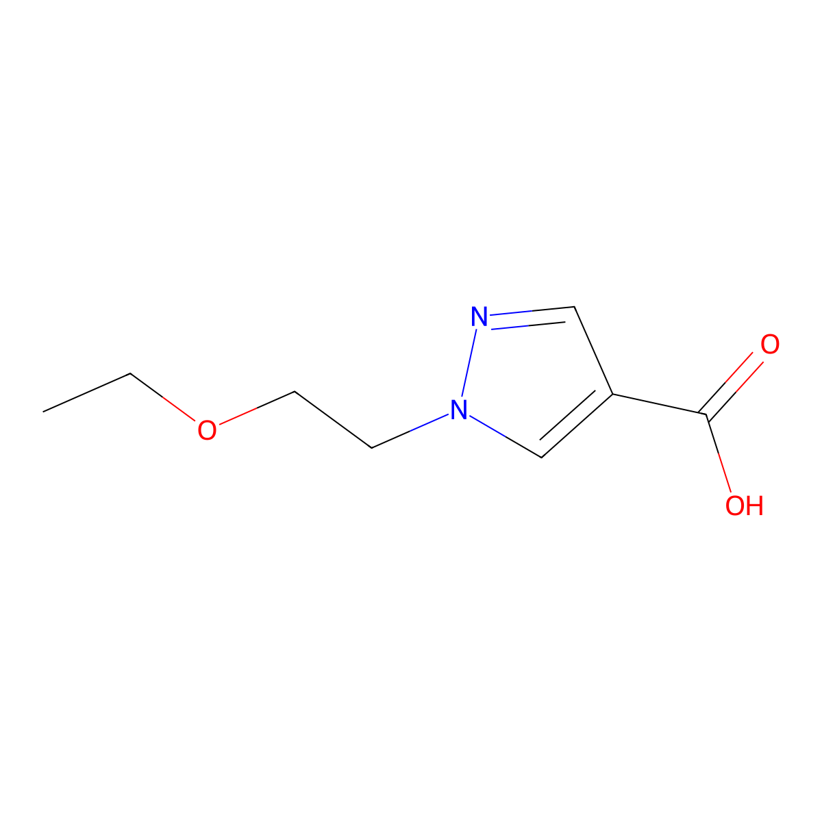 1-(2-ethoxyethyl)-1H-pyrazole-4-carboxylic acid molecular structure, CAS 1155064-14-4