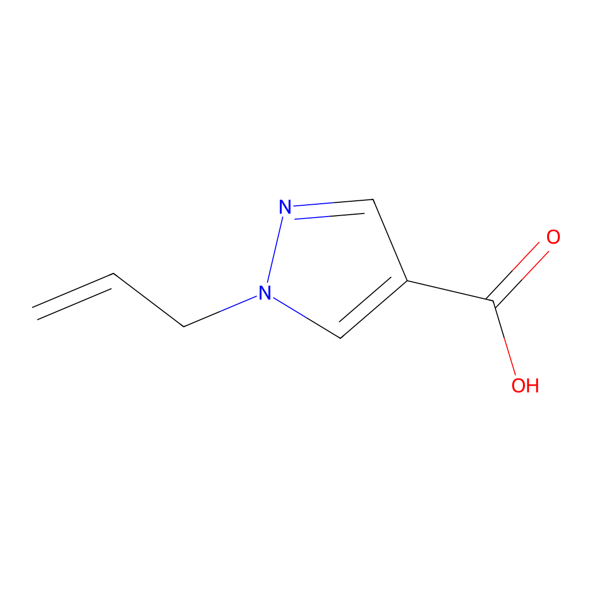1-(prop-2-enyl)-1H-pyrazole-4-carboxylic acid molecular structure, CAS 1155064-44-0