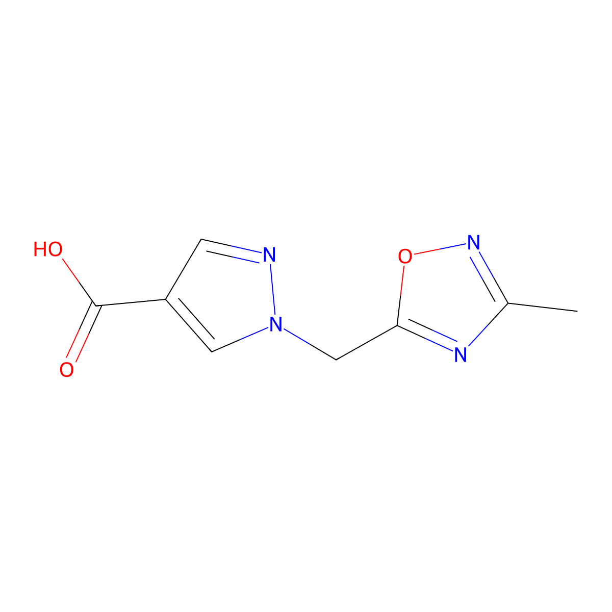 1-[(3-methyl-1,2,4-oxadiazol-5-yl)methyl]-1H-pyrazole-4-carboxylic acid molecular structure, CAS 1155064-95-1