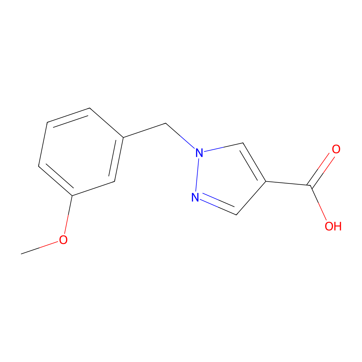 1-(3-Methoxybenzyl)-1H-pyrazole-4-carboxylic acid molecular structure, CAS 1155065-29-4