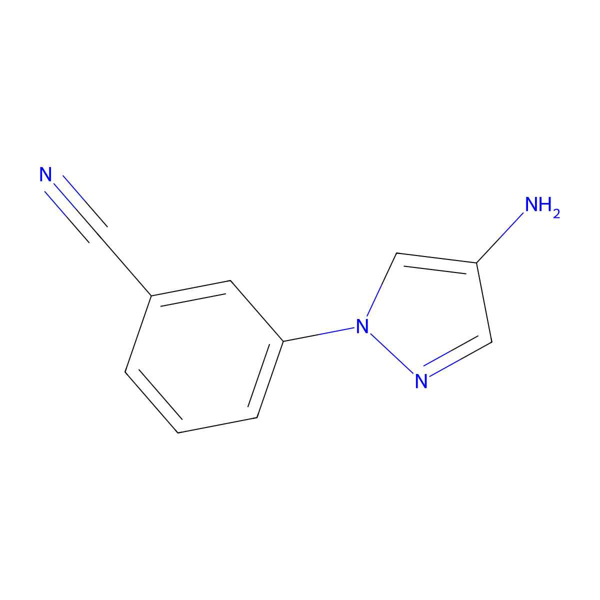 3-(4-amino-1H-pyrazol-1-yl)benzonitrile molecular structure, CAS 1155066-36-6