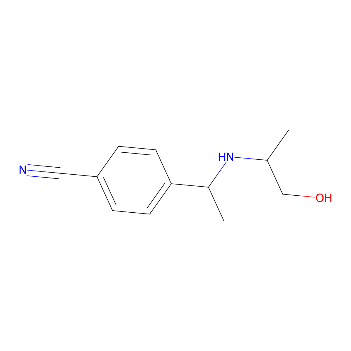 4-{1-[(1-Hydroxypropan-2-yl)amino]ethyl}benzonitrile molecular structure, CAS 1155067-59-6