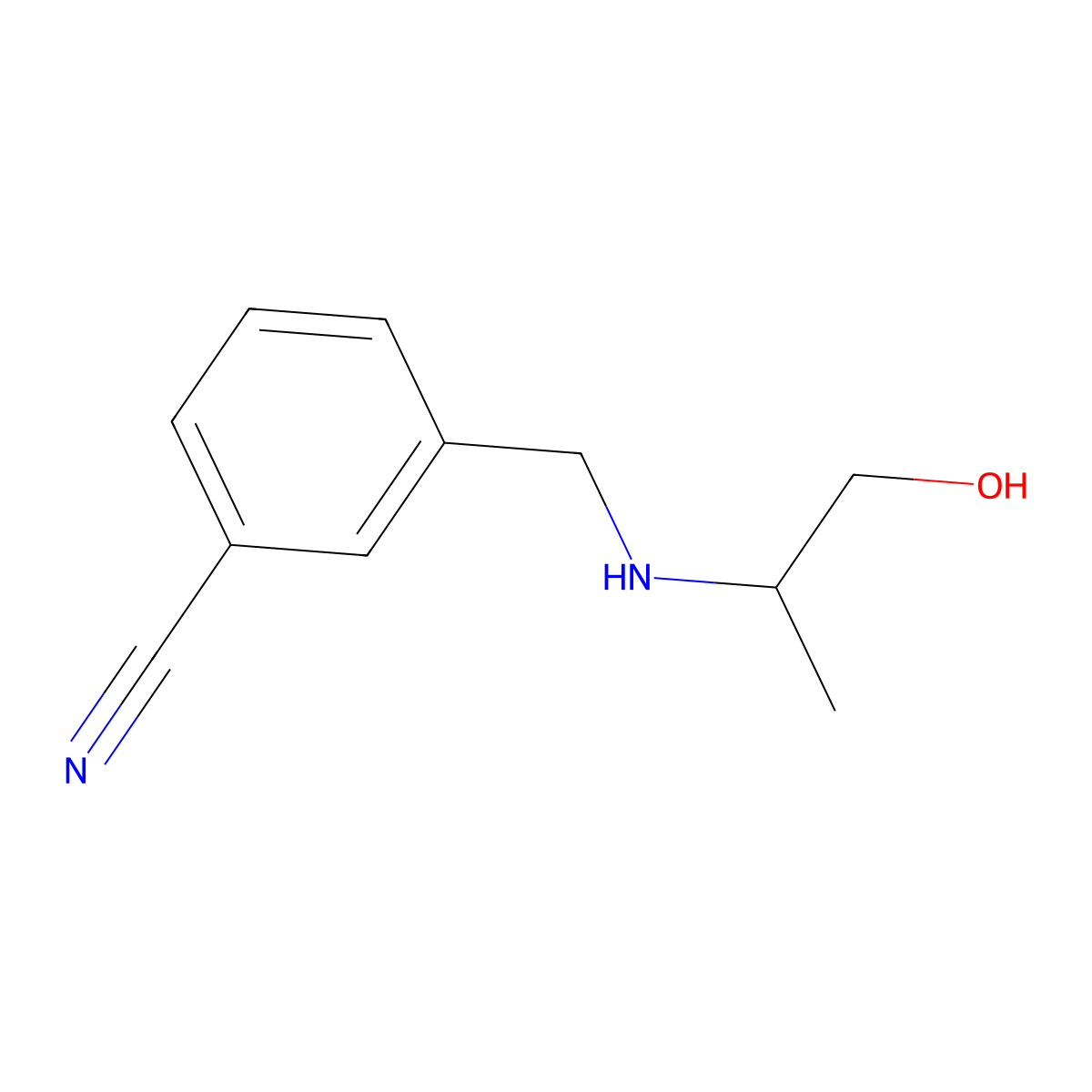 3-{[(1-Hydroxypropan-2-yl)amino]methyl}benzonitrile molecular structure, CAS 1155067-73-4
