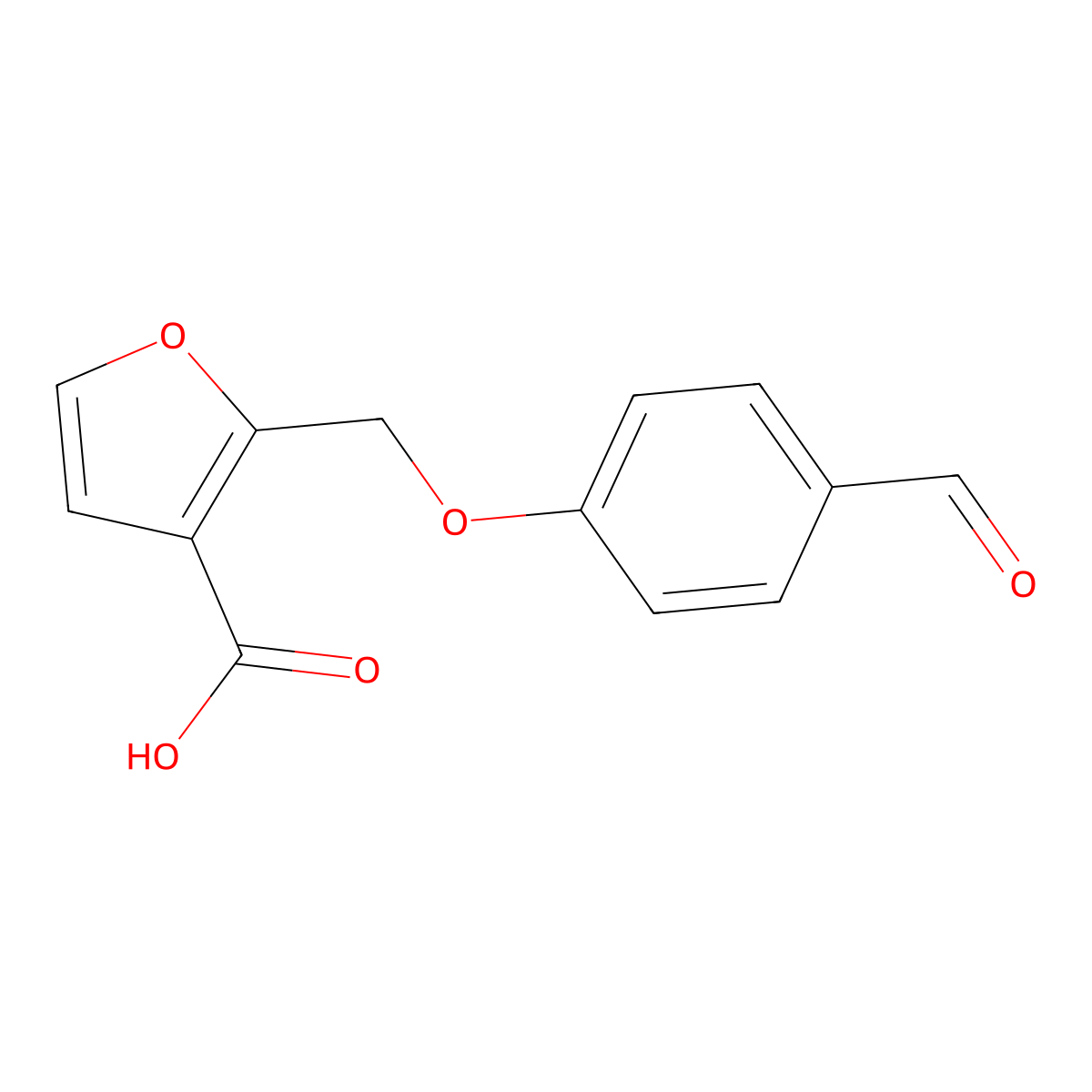 2-(4-Formylphenoxymethyl)furan-3-carboxylic acid molecular structure, CAS 1155071-55-8