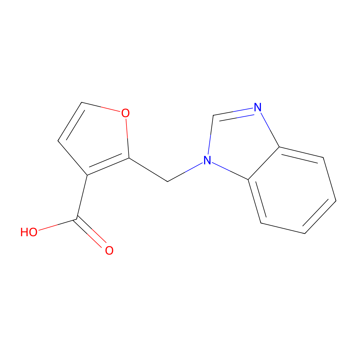 2-[(1H-1,3-benzodiazol-1-yl)methyl]furan-3-carboxylic acid molecular structure, CAS 1155072-87-9