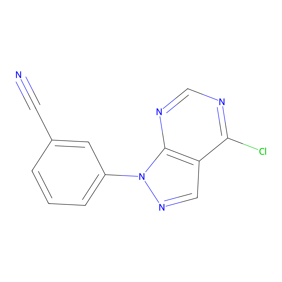 3-(4-Chloro-1H-pyrazolo[3,4-D]pyrimidin-1-YL)benzonitrile molecular structure, CAS 1155075-44-7