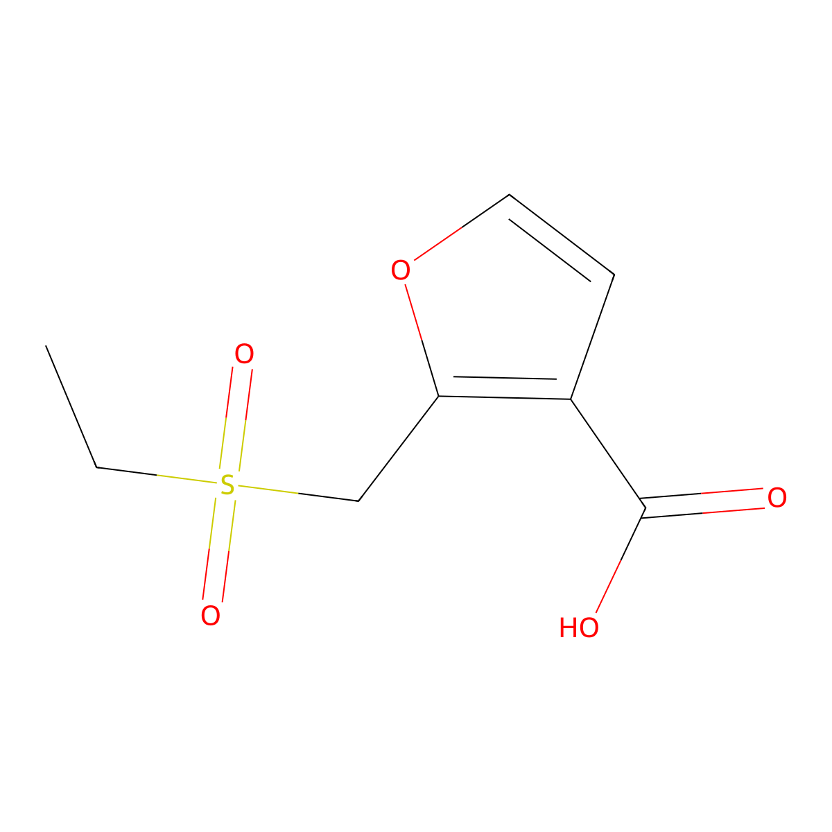 2-((Ethylsulfonyl)methyl)furan-3-carboxylic acid molecular structure, CAS 1155080-74-2